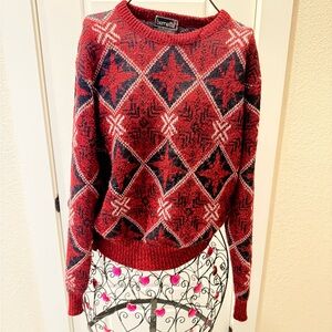Men's Red and Black Geometric Sweater